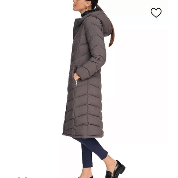 $420 Calvin Klein Stretch Fur Hooded Maxi Puffer Coat in Titanium, Small… - Picture 4 of 16